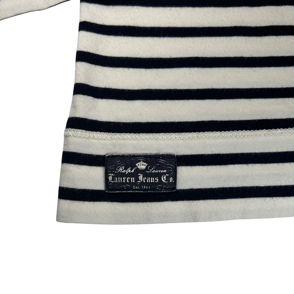 Lauren Ralph Lauren Jeans Co Navy White Striped Cotton Long Sleeve‎ Top XL - Picture 3 of 10